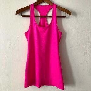Pink tank top.